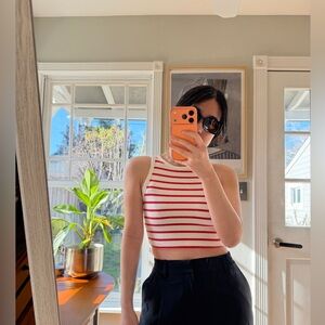 Striped Red and White Women's Tank Top